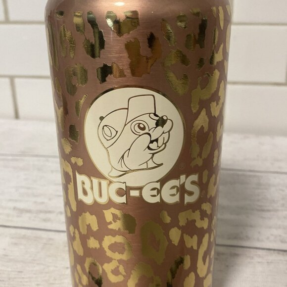 Buc-ee's Viral Leopard Cheetah Rose Gold Reusable Water Bottle - Picture 4 of 9